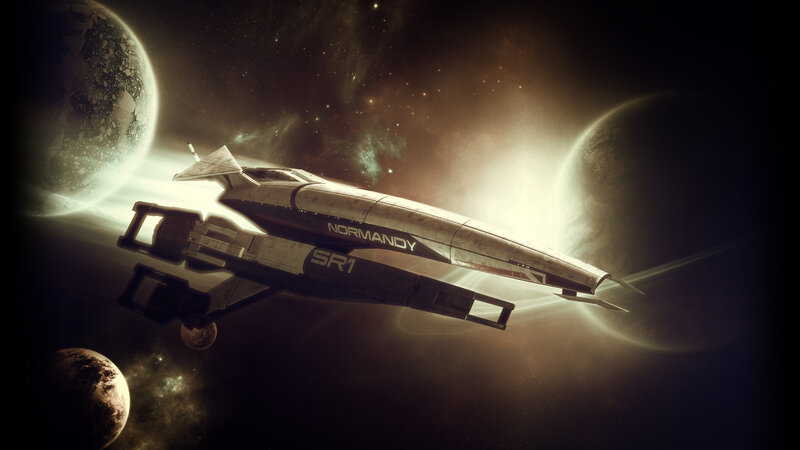 Spaceship in Space — Brown, Dramatic, Digital Art