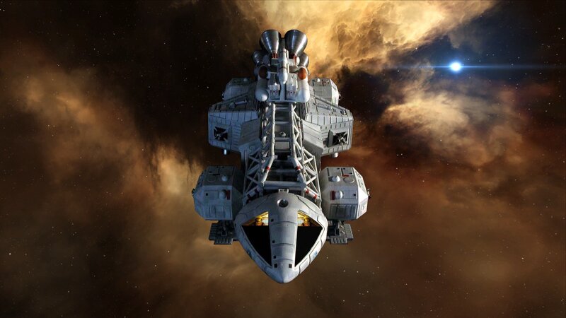 Spaceship in Space — Brown, Dramatic