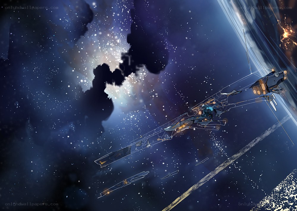 Spaceship in space debris