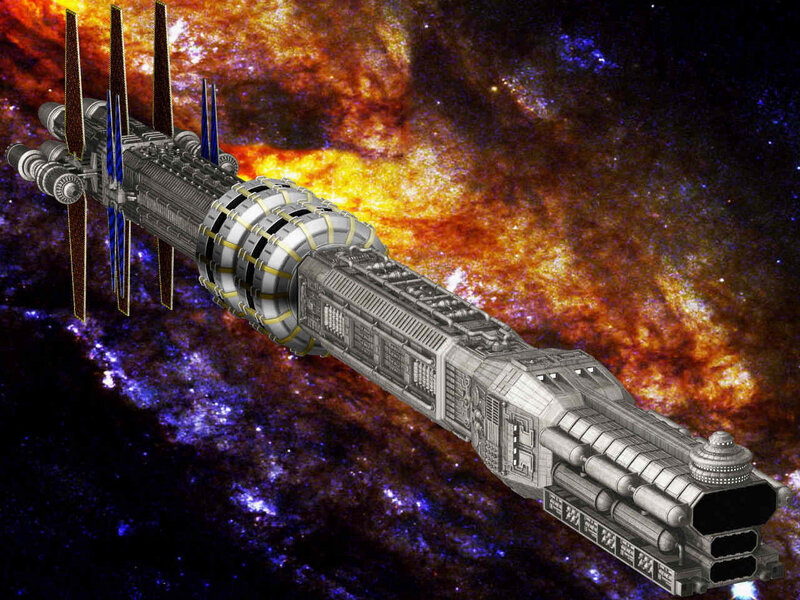 Spaceship in Space — Gray, Dramatic, Digital Art