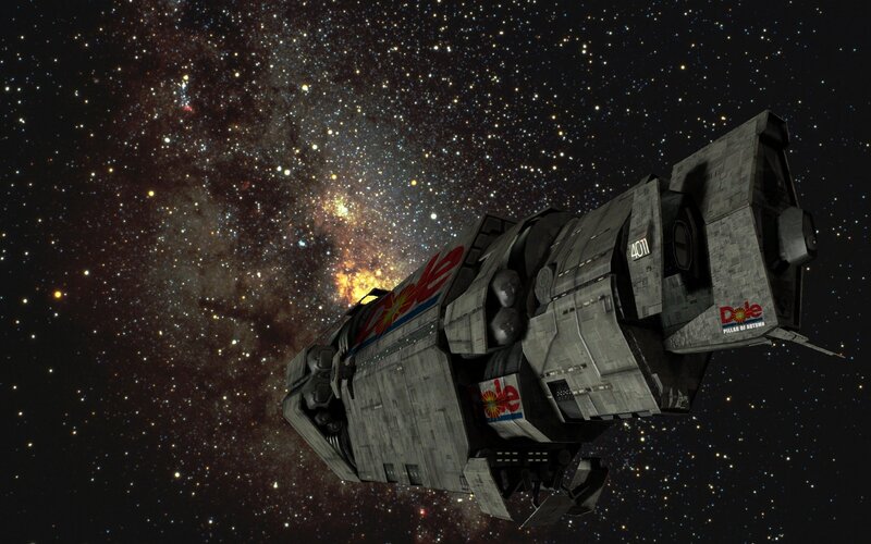Spaceship in Space — Gray, Dramatic, Night