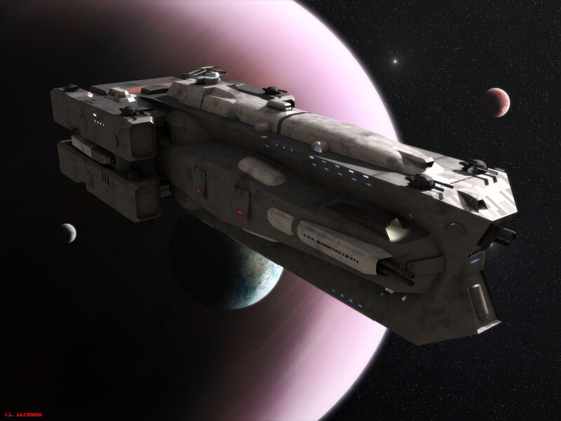 Spaceship in Space — Gray, Dramatic