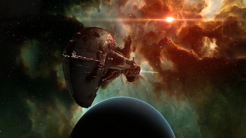 Spaceship in Space — Green, Dramatic