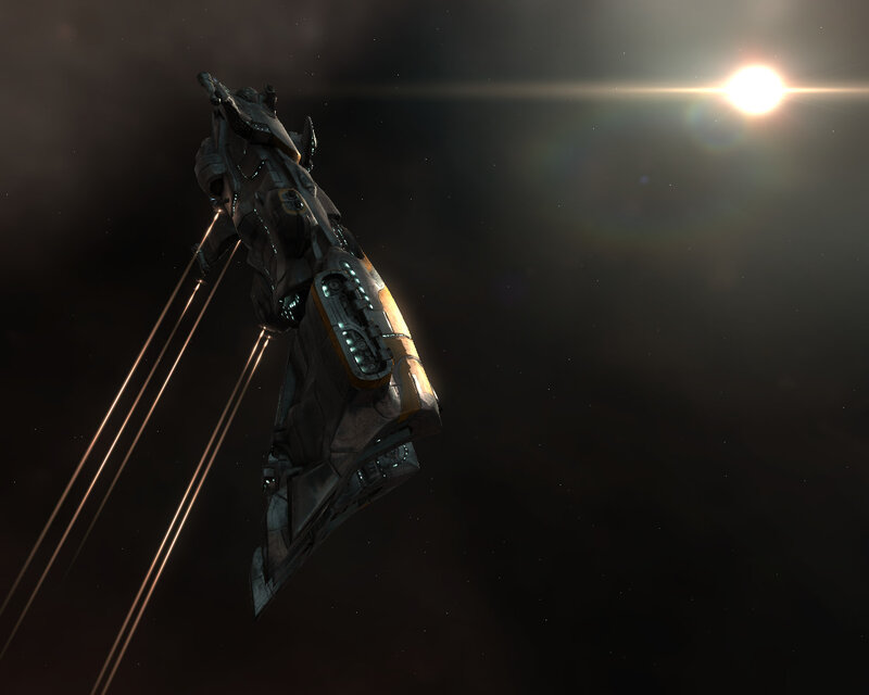 Spaceship in space near star