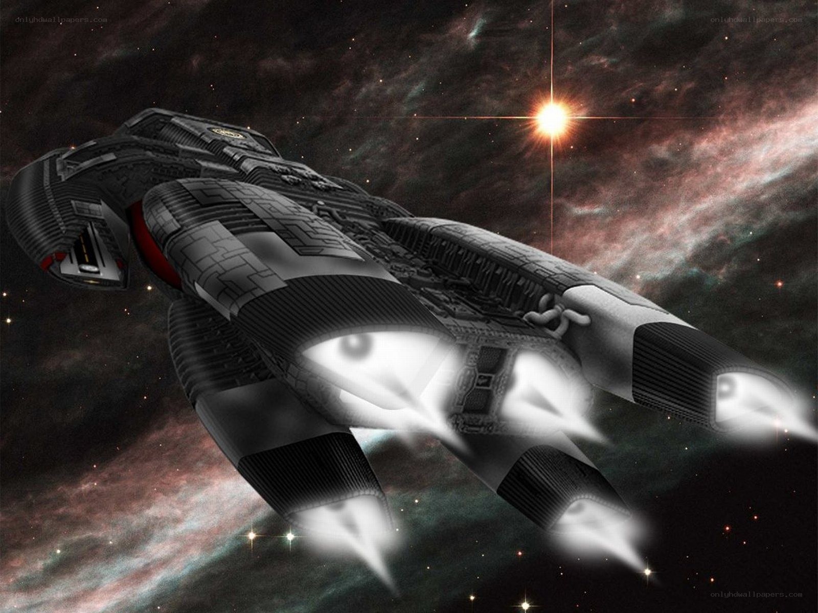 spaceship in space nebula