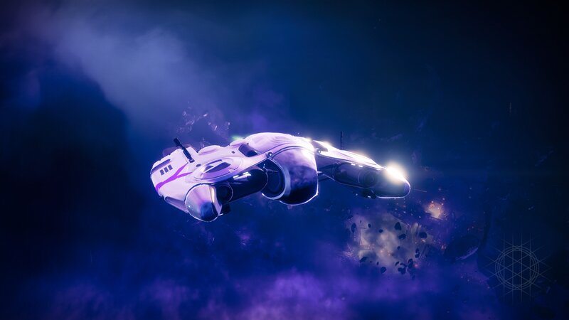 Spaceship in Space — Purple, Dramatic, Night, Digital Art, Spacecraft