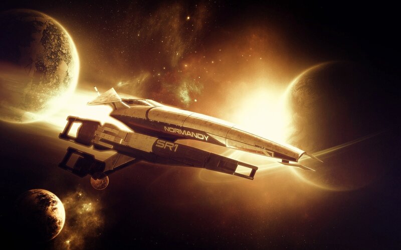spaceship in space scene