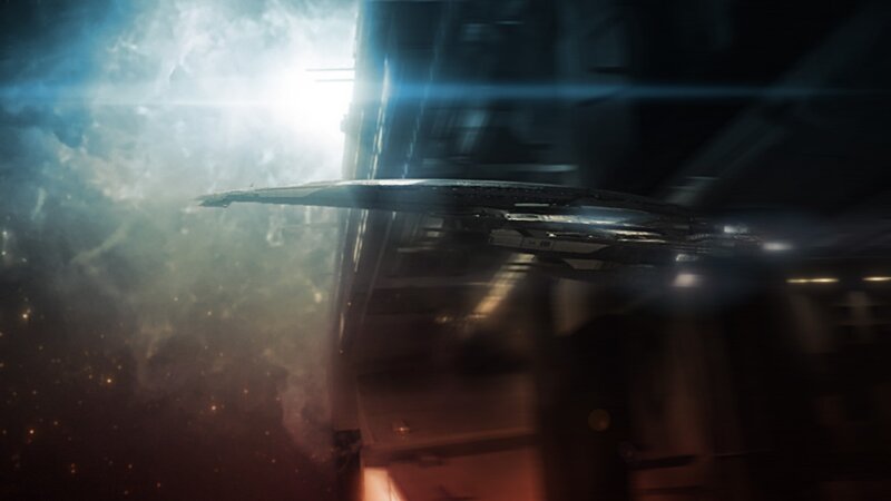 spaceship in space station