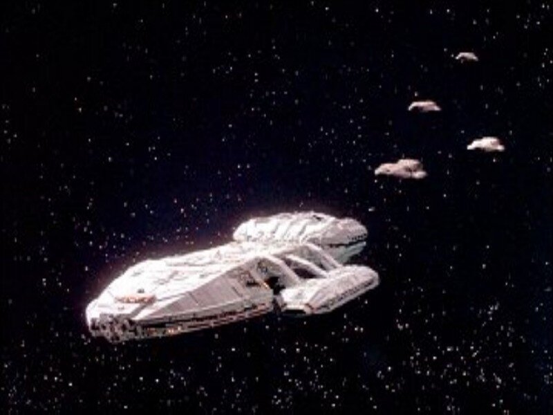 Spaceship in Space — White