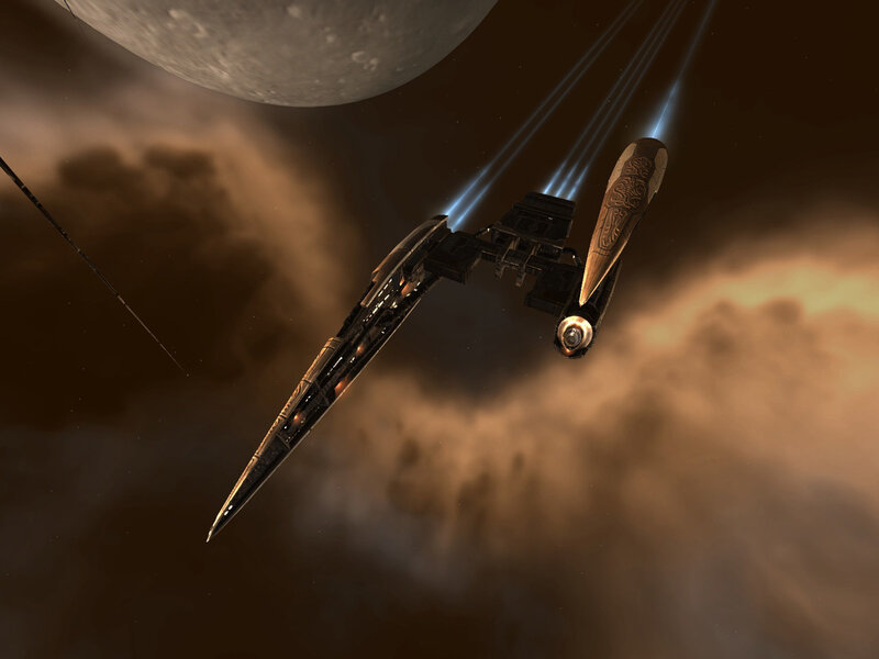 spaceship in space with planet