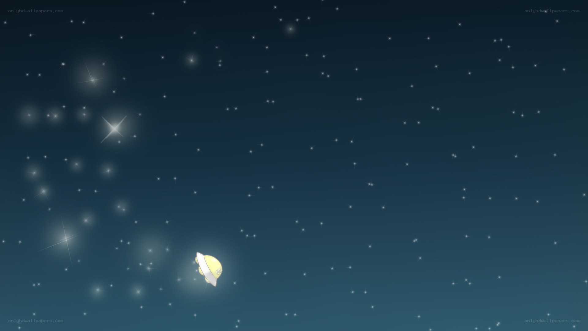 spaceship in starry sky