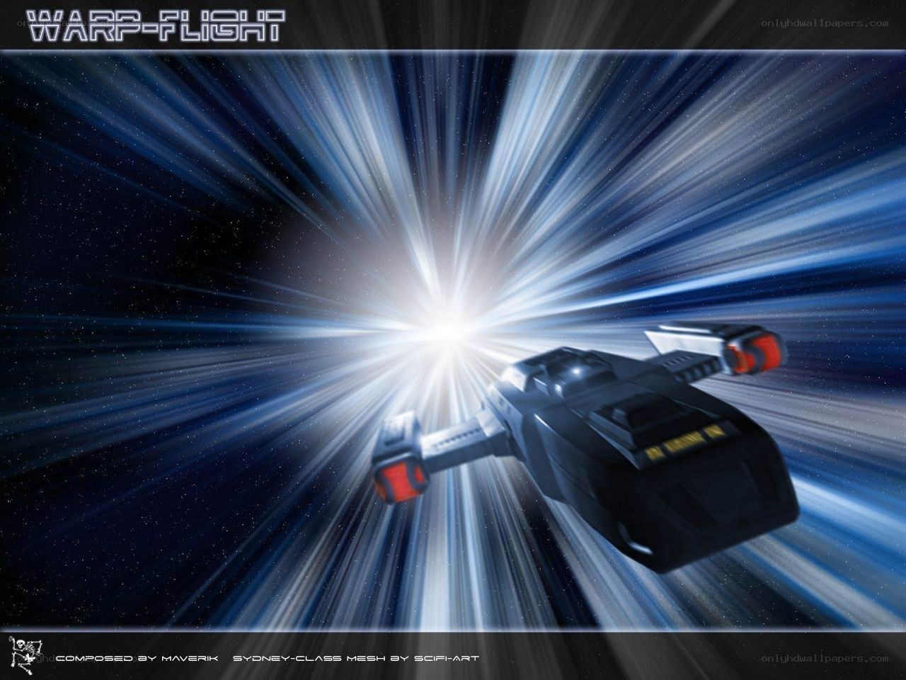 Spaceship in warp flight