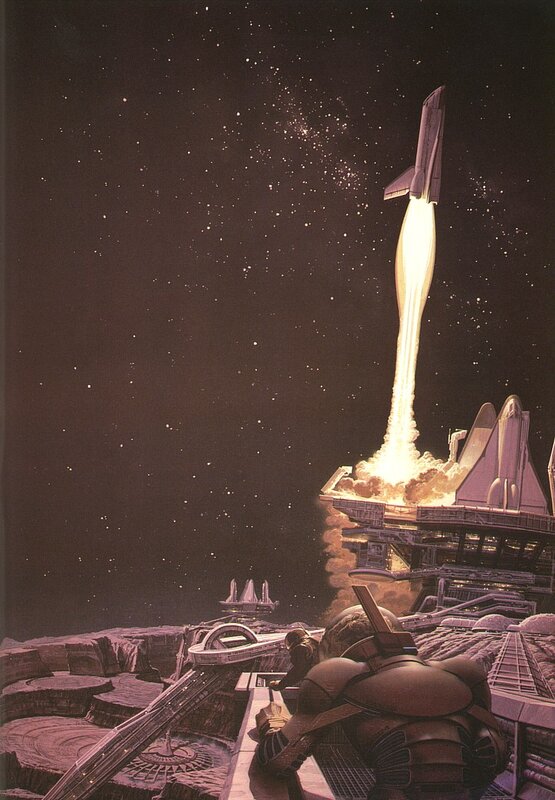 Spaceship launch from space station
