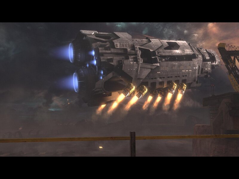 Spaceship launching from a planet