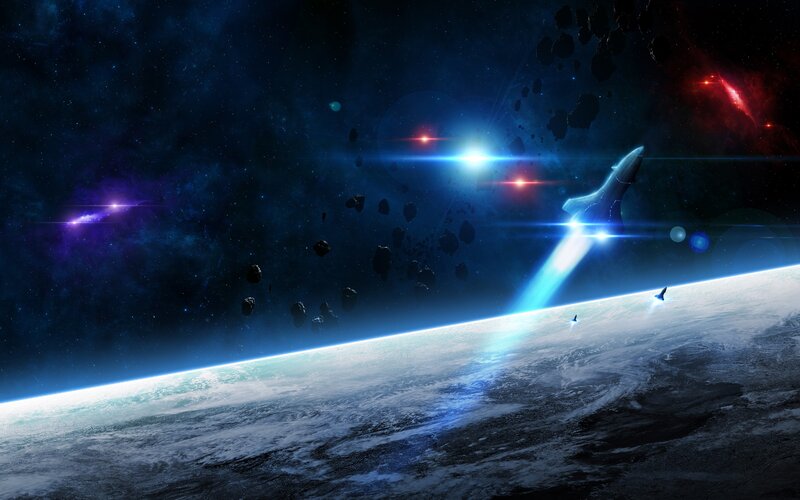 Spaceship launching into space