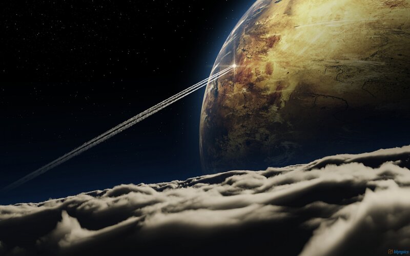 Spaceship Leaving Planet — Brown