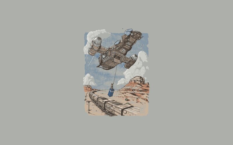 Spaceship Lifting Train — Blue