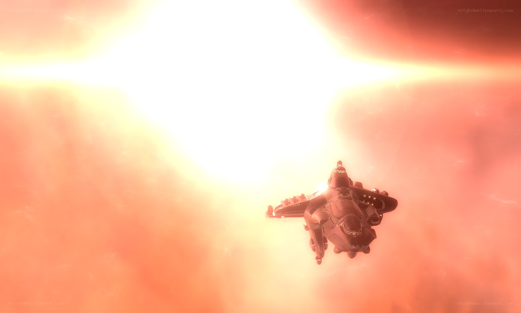 spaceship near a bright star