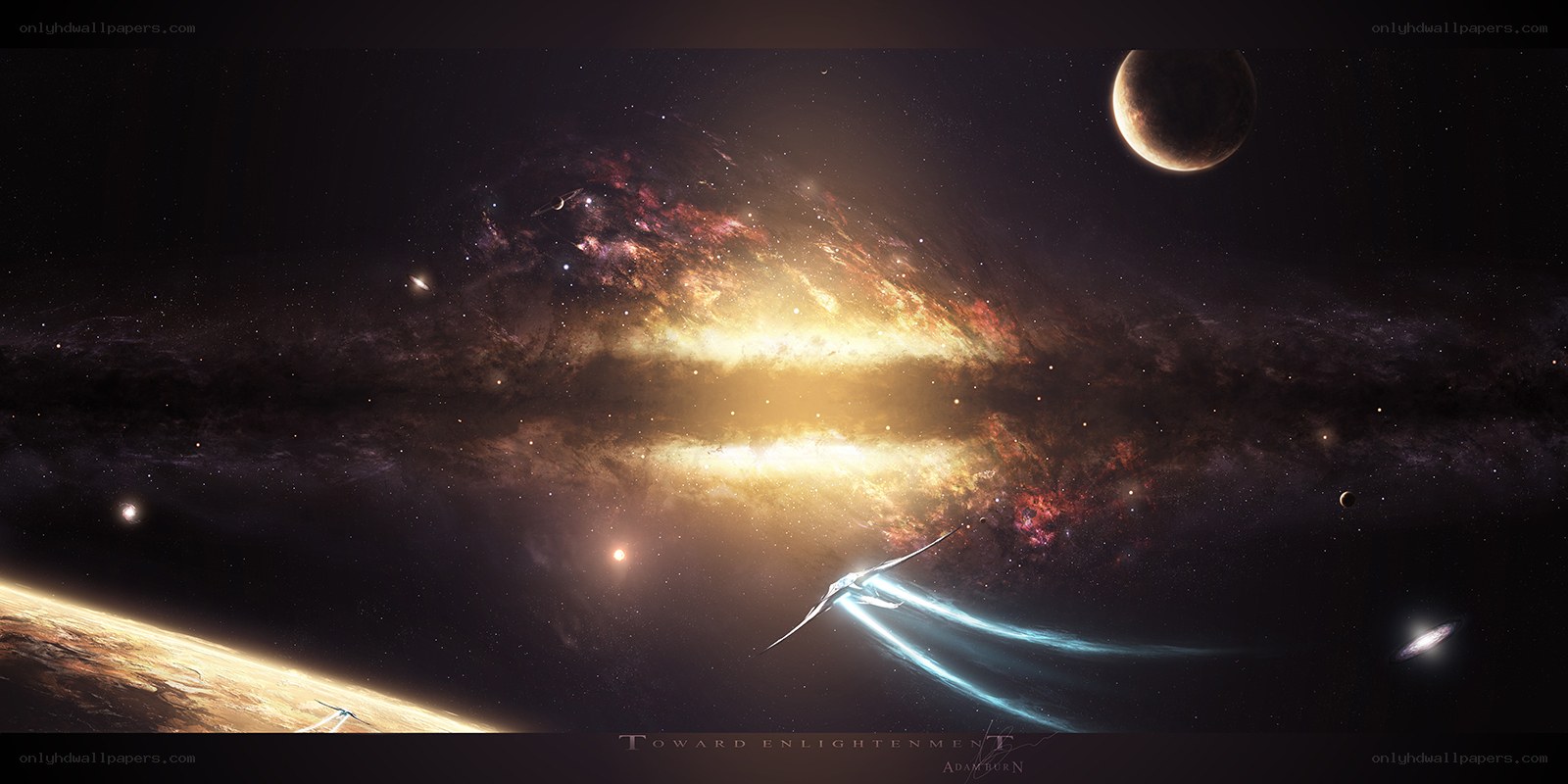 Spaceship near a galaxy