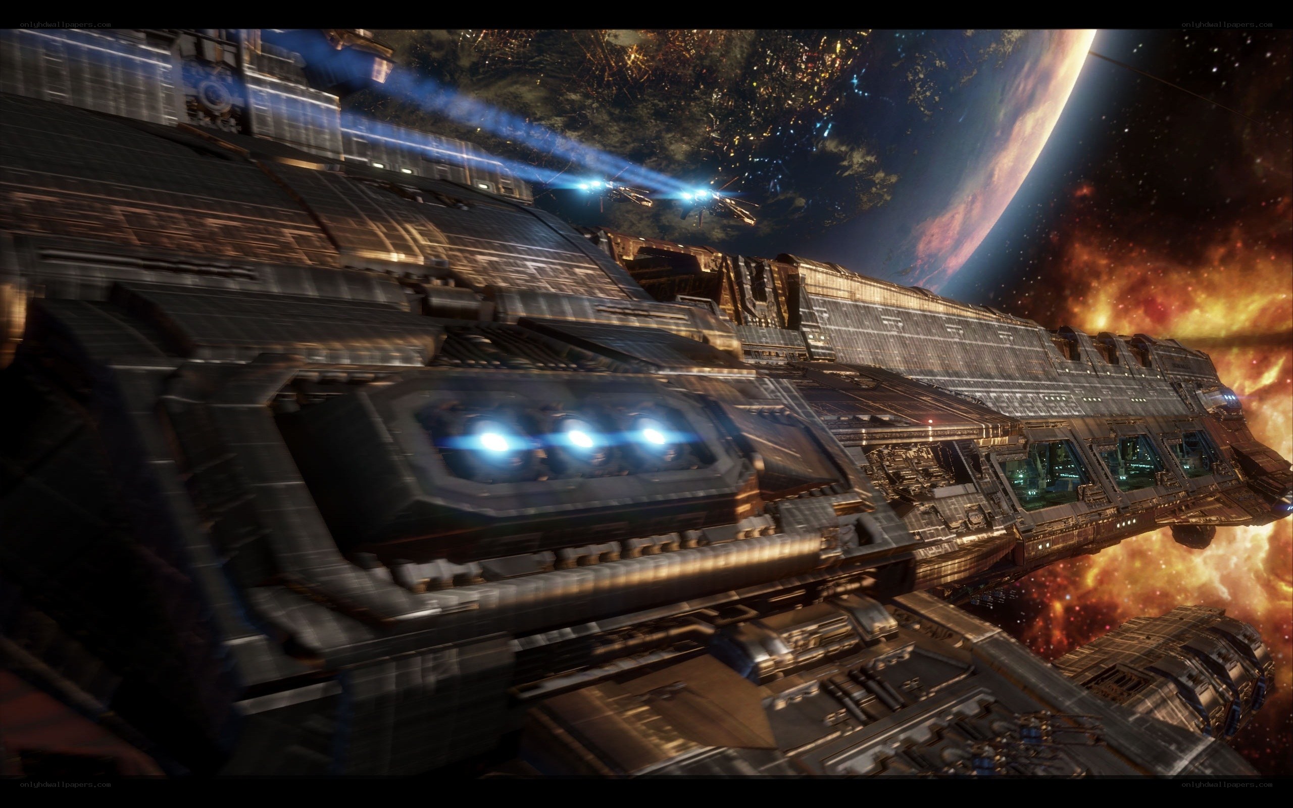 Spaceship near a planet