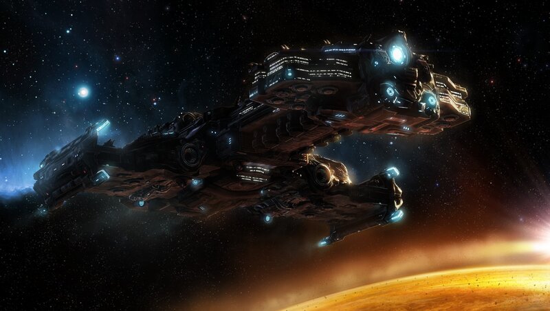 spaceship near a planet