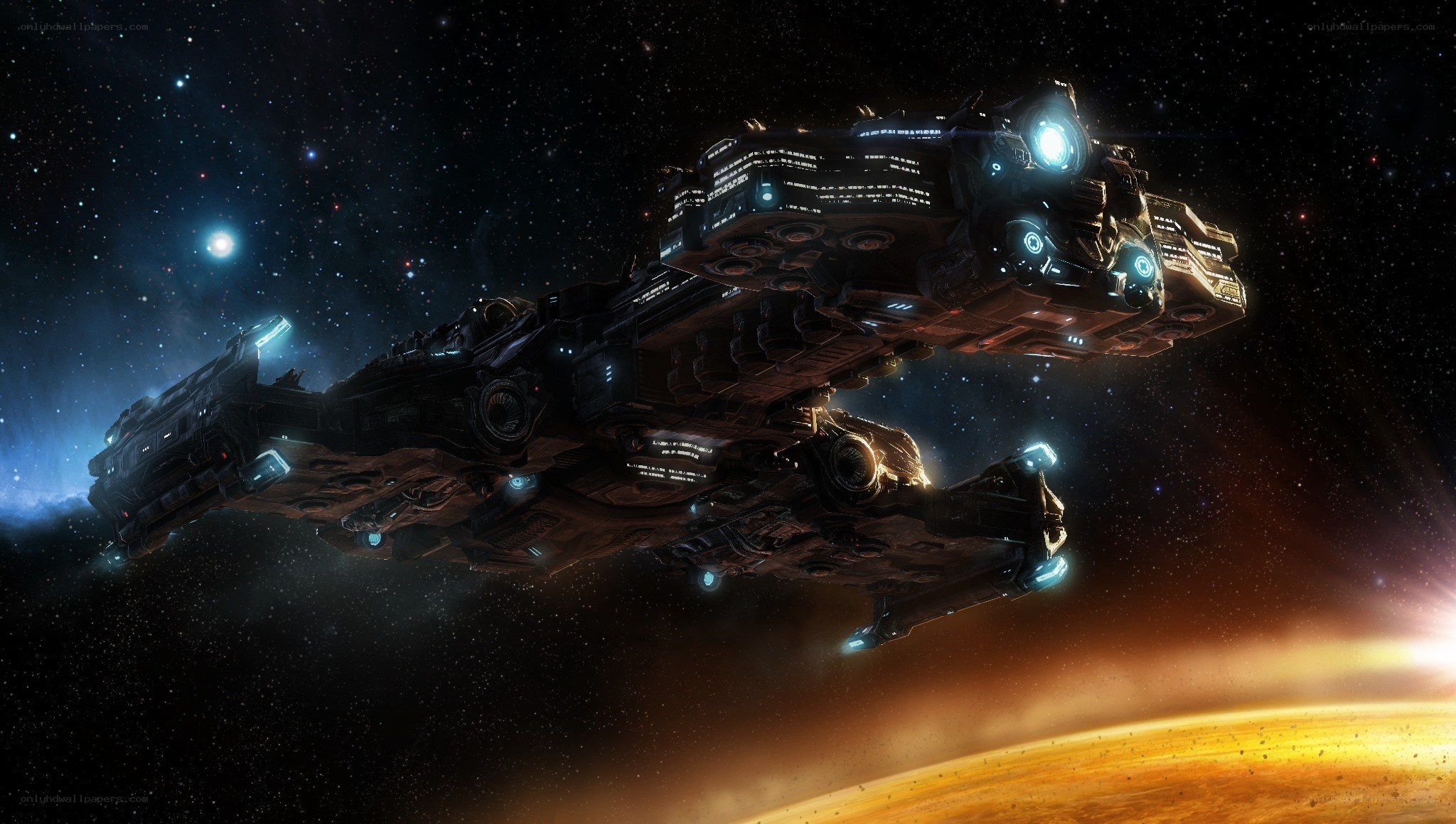 spaceship near a planet