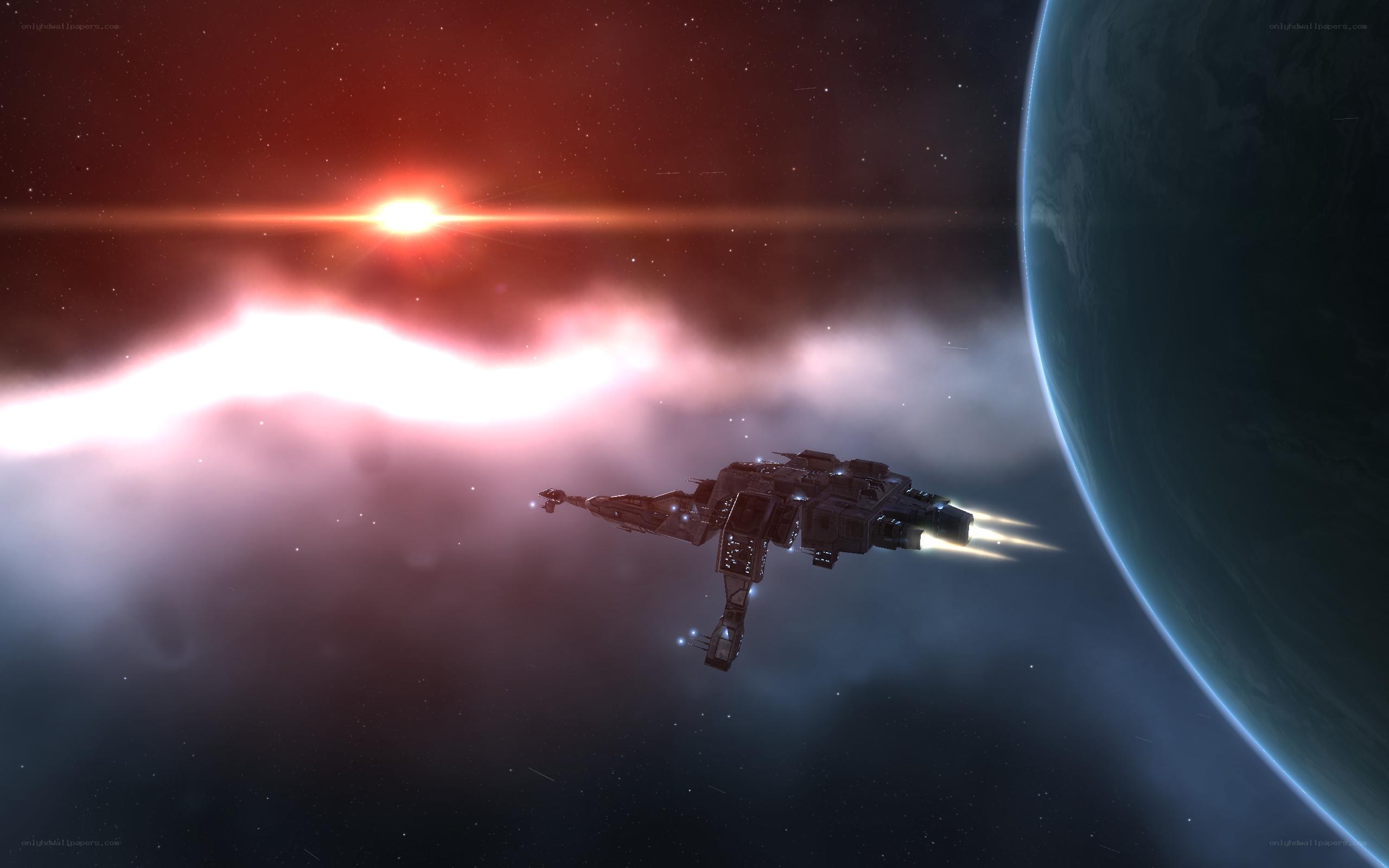 spaceship near a planet