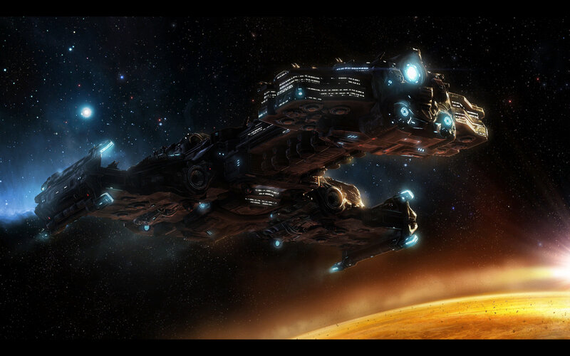 spaceship near a planet