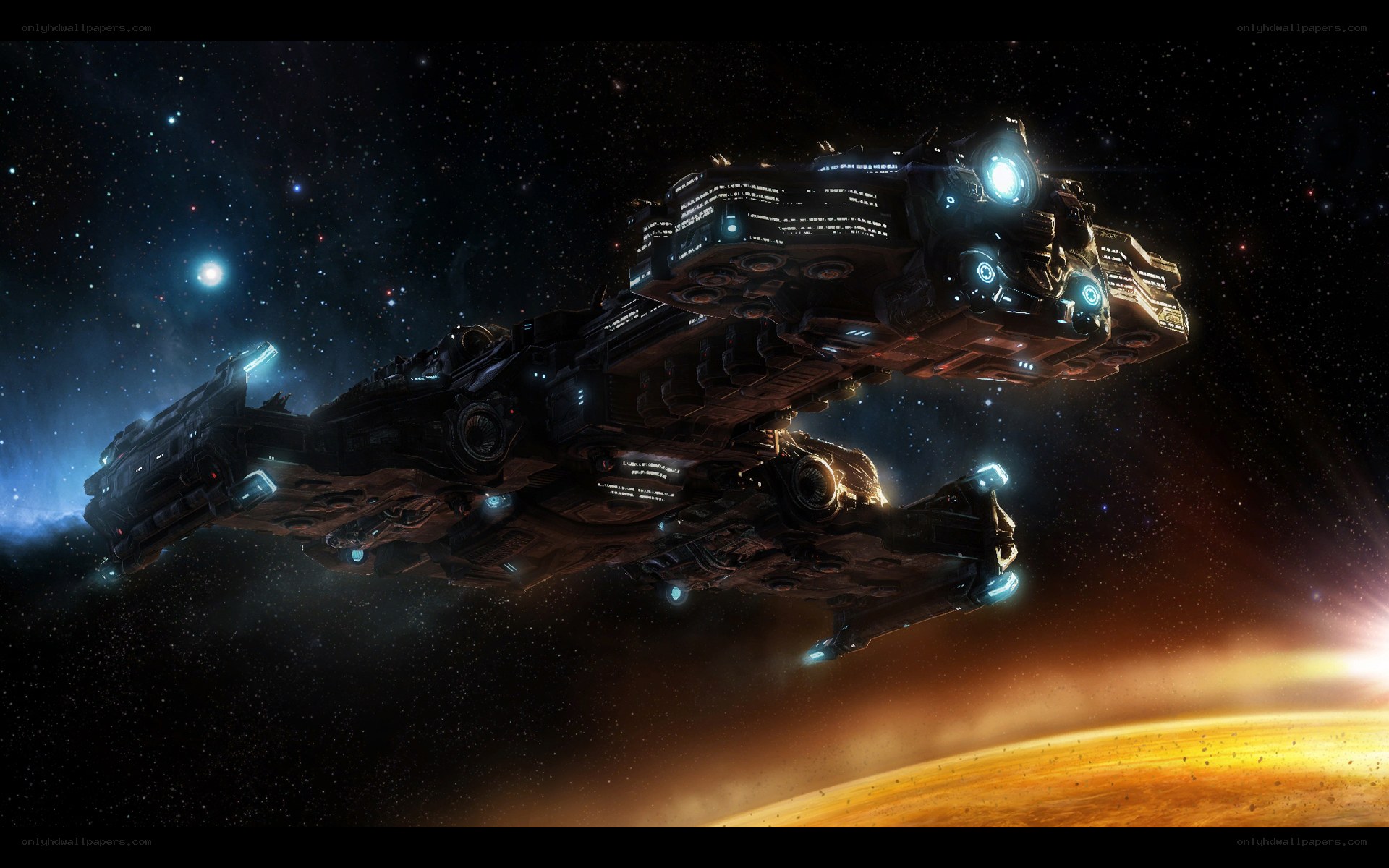spaceship near a planet