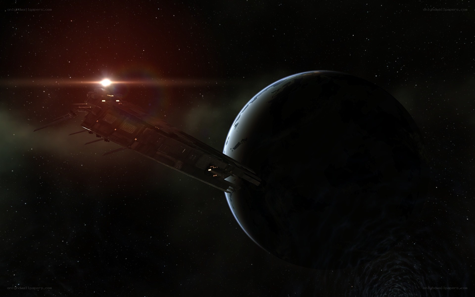 spaceship near a planet