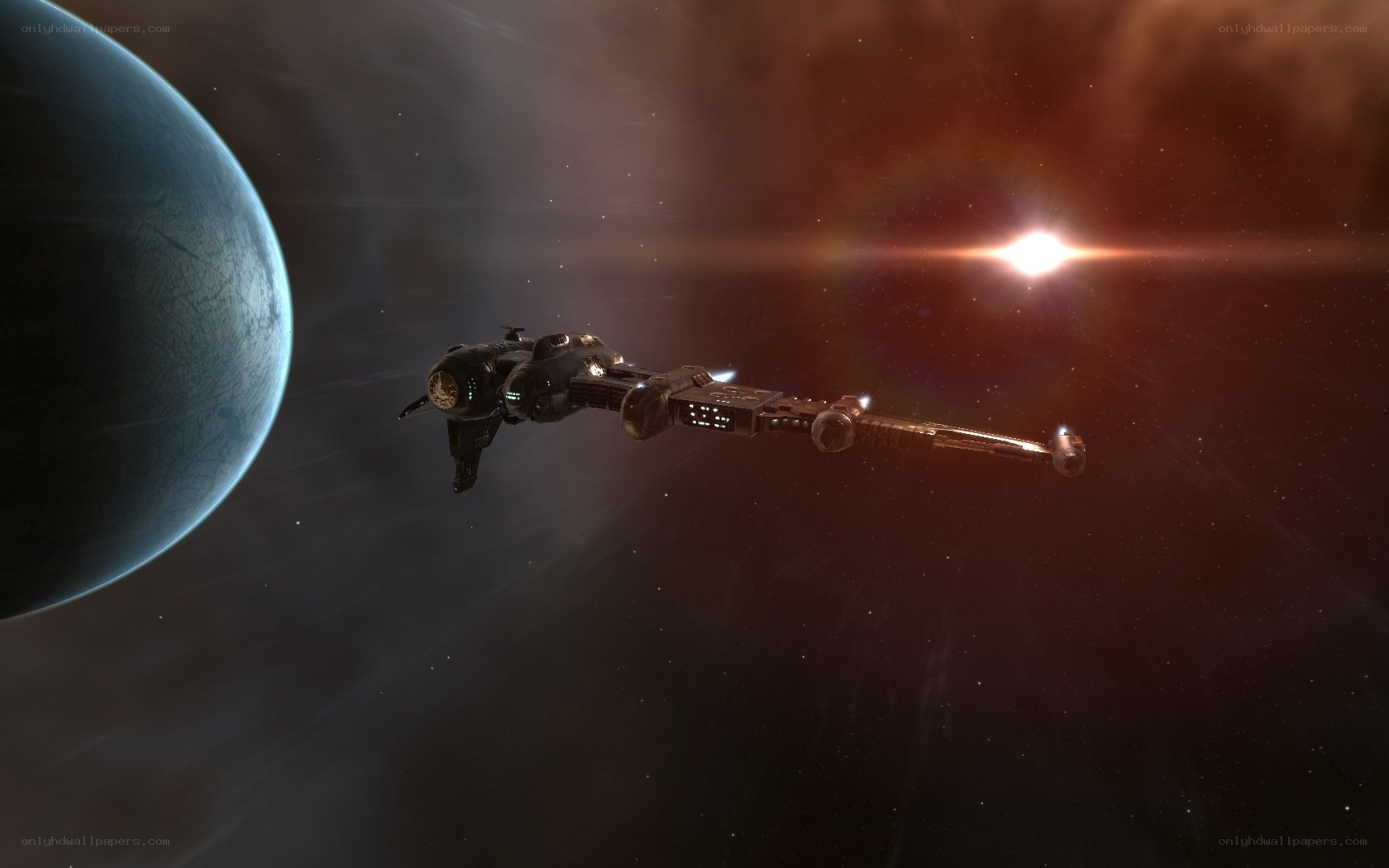 spaceship near a planet