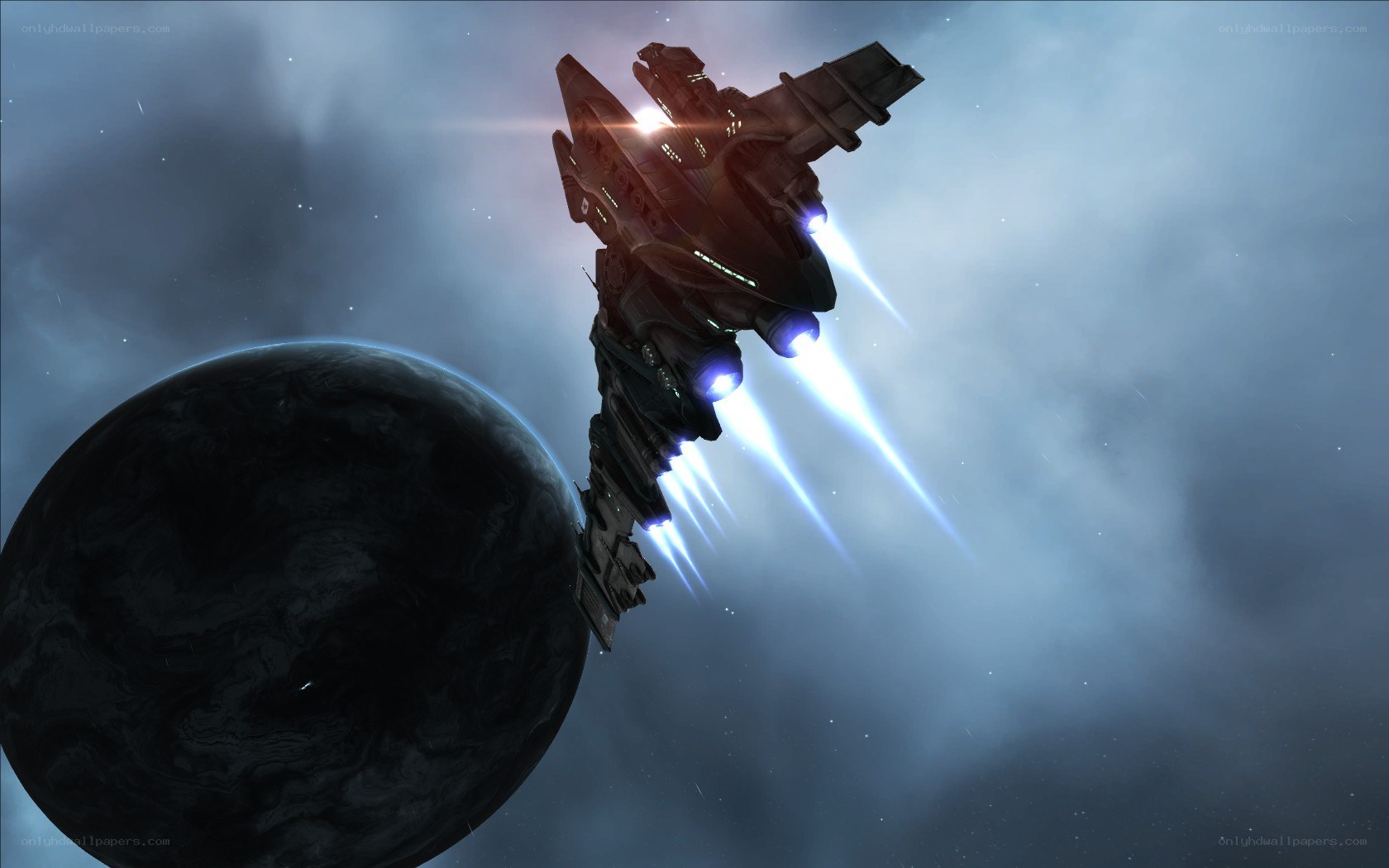 spaceship near a planet