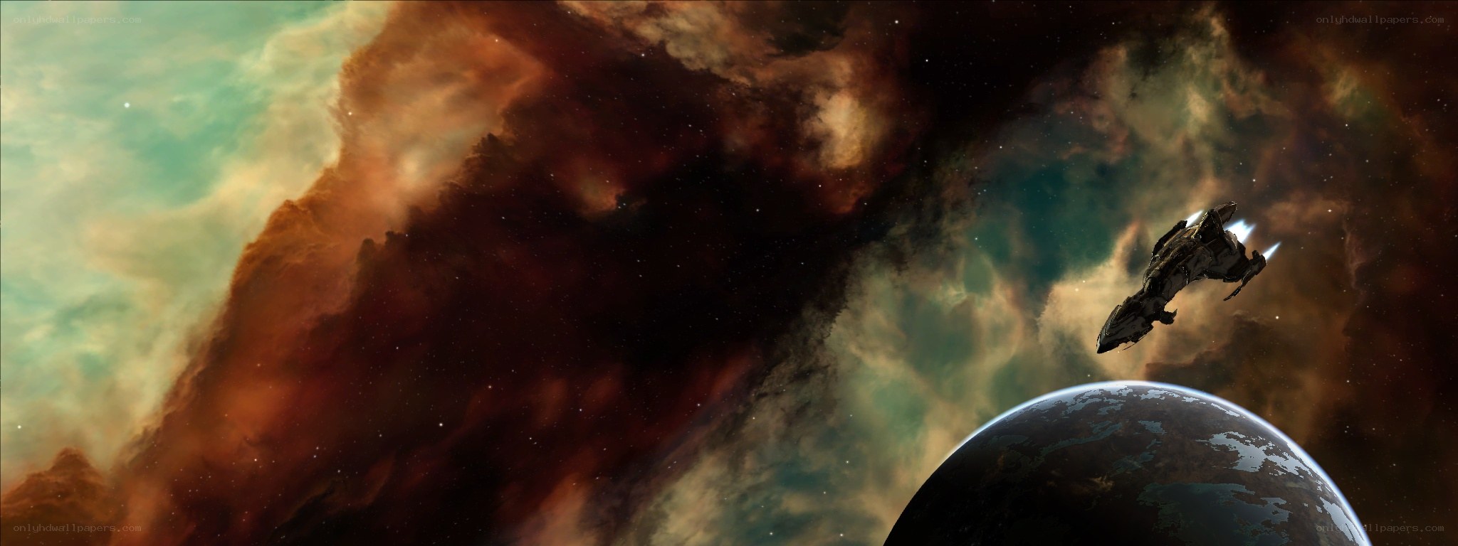 spaceship near a planet