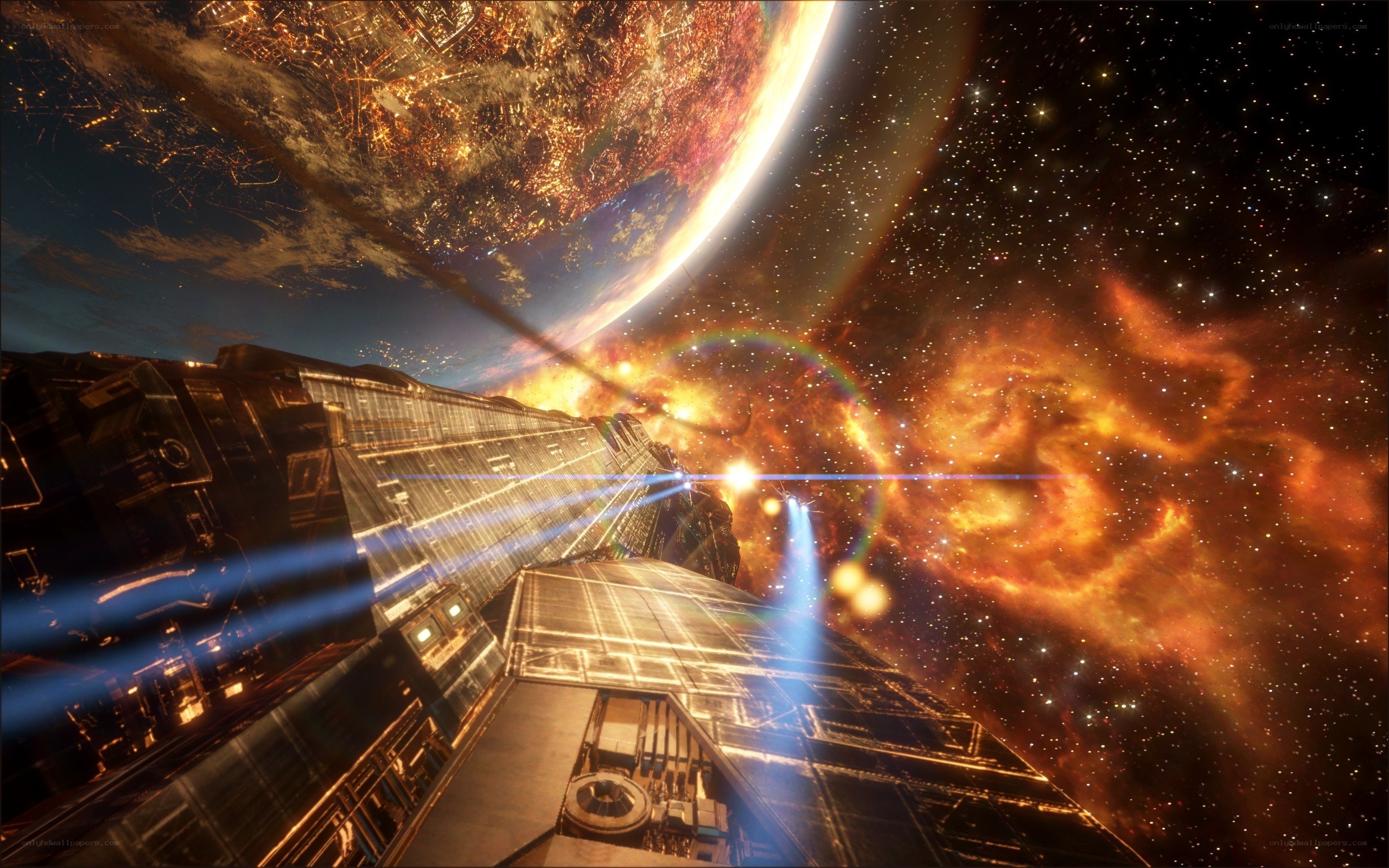 Spaceship near a planet
