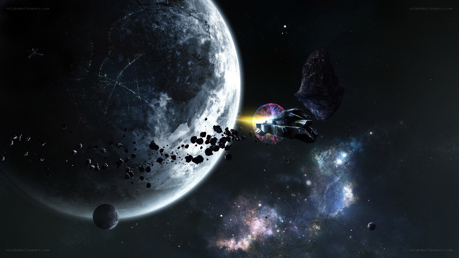 Spaceship near a planet