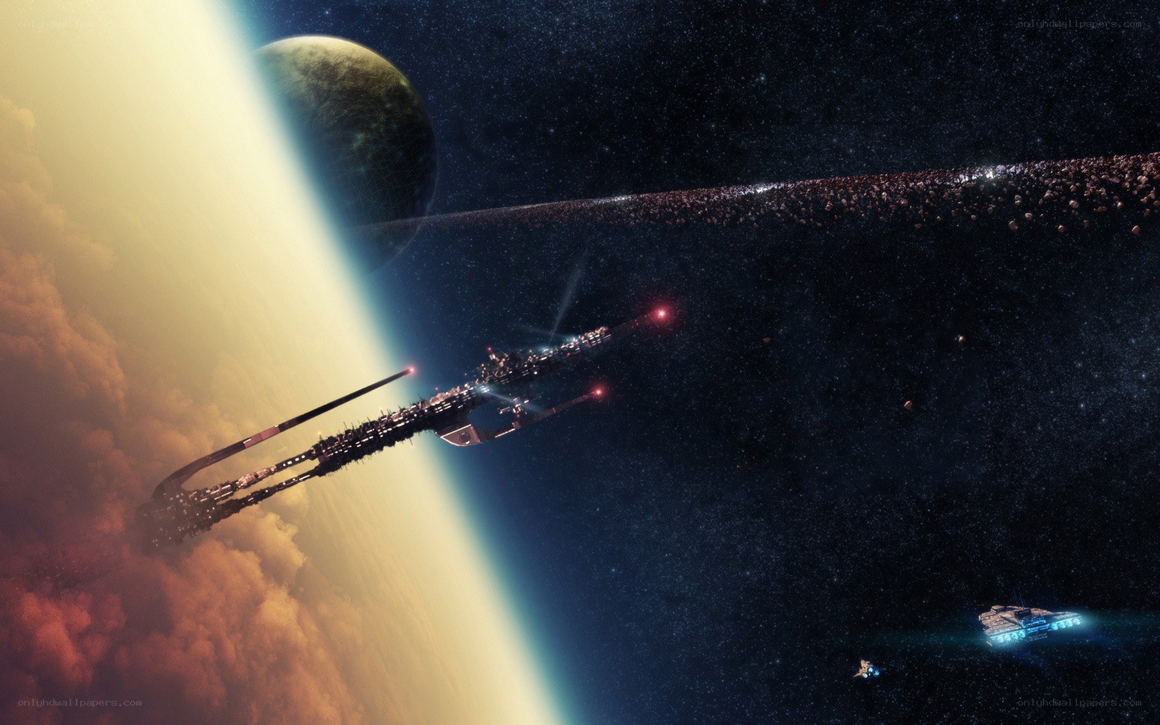 Spaceship near a planet