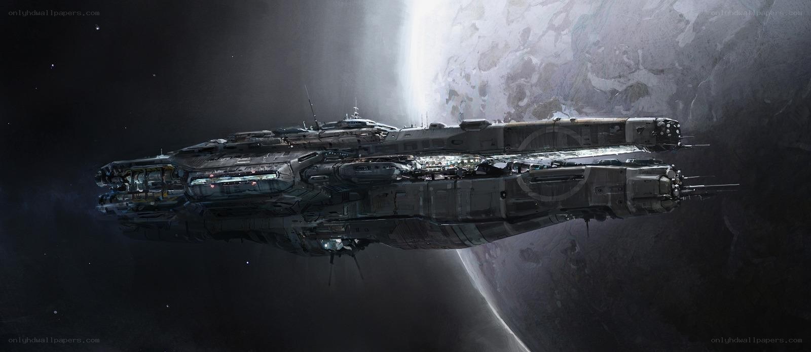 spaceship near a planet