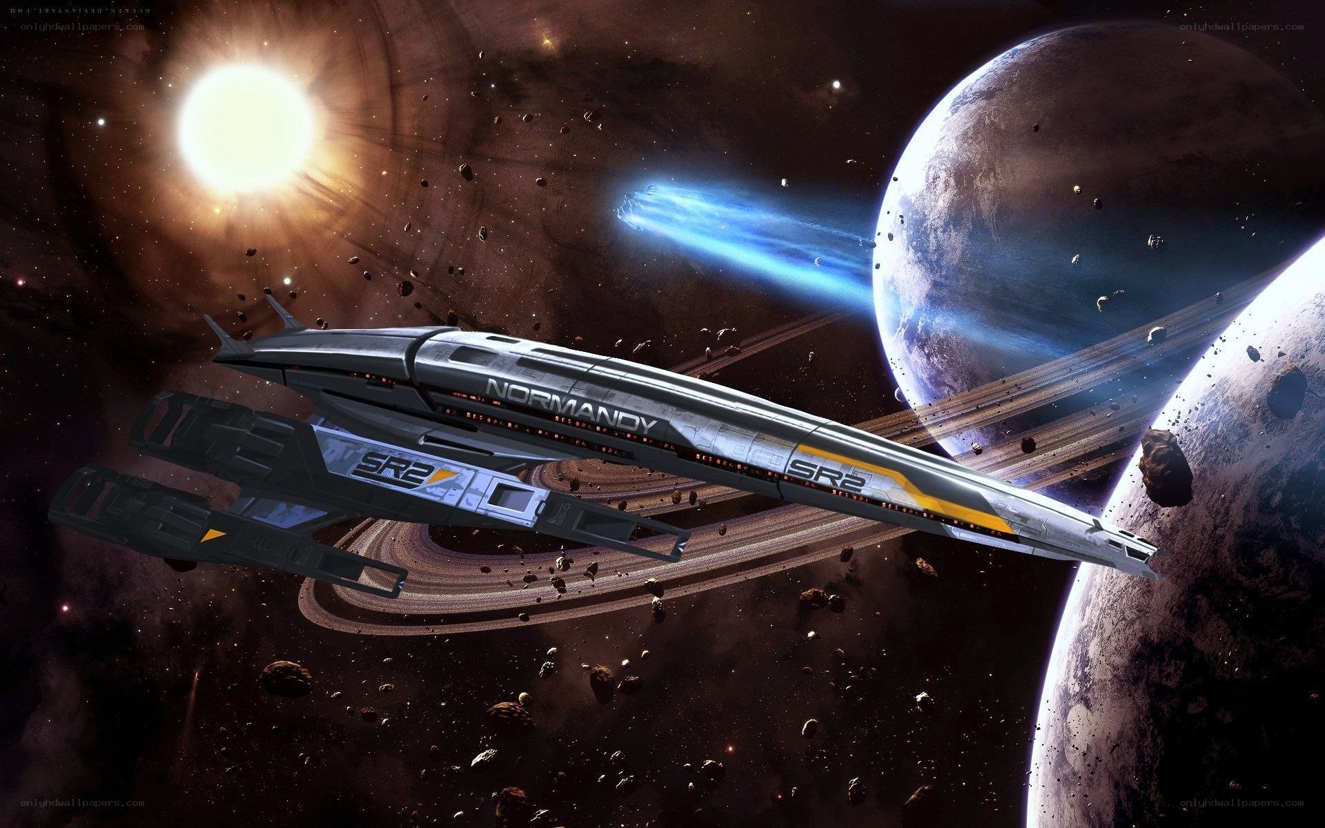 Spaceship near a planet