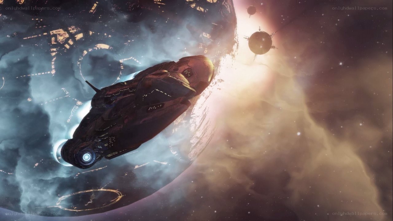 spaceship near a planet