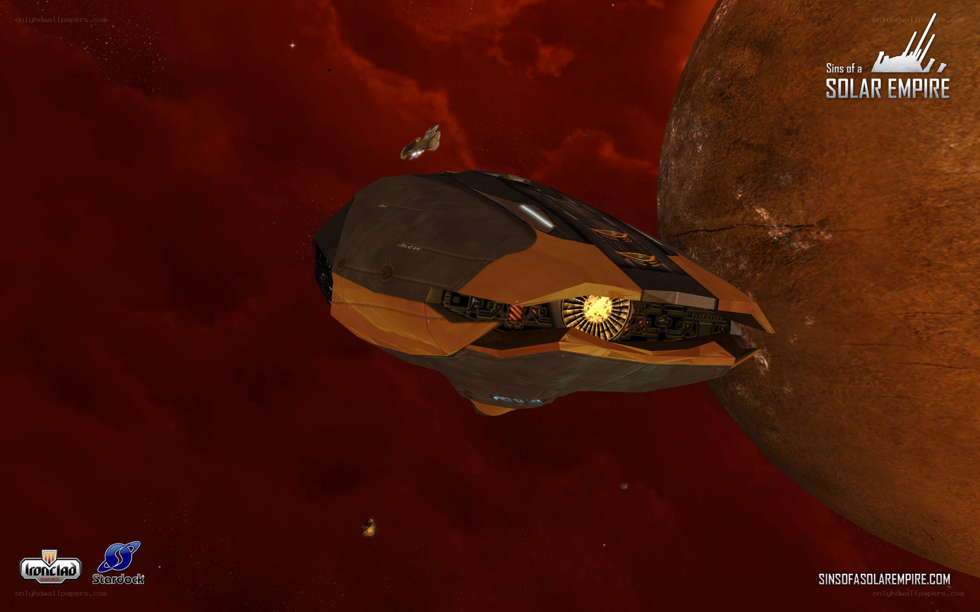 Spaceship near a red planet