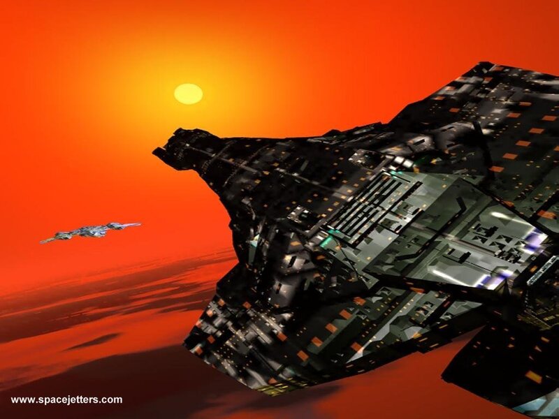 Spaceship near a red planet