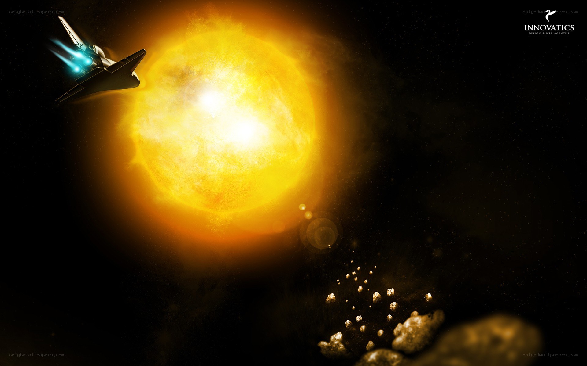 spaceship near a star