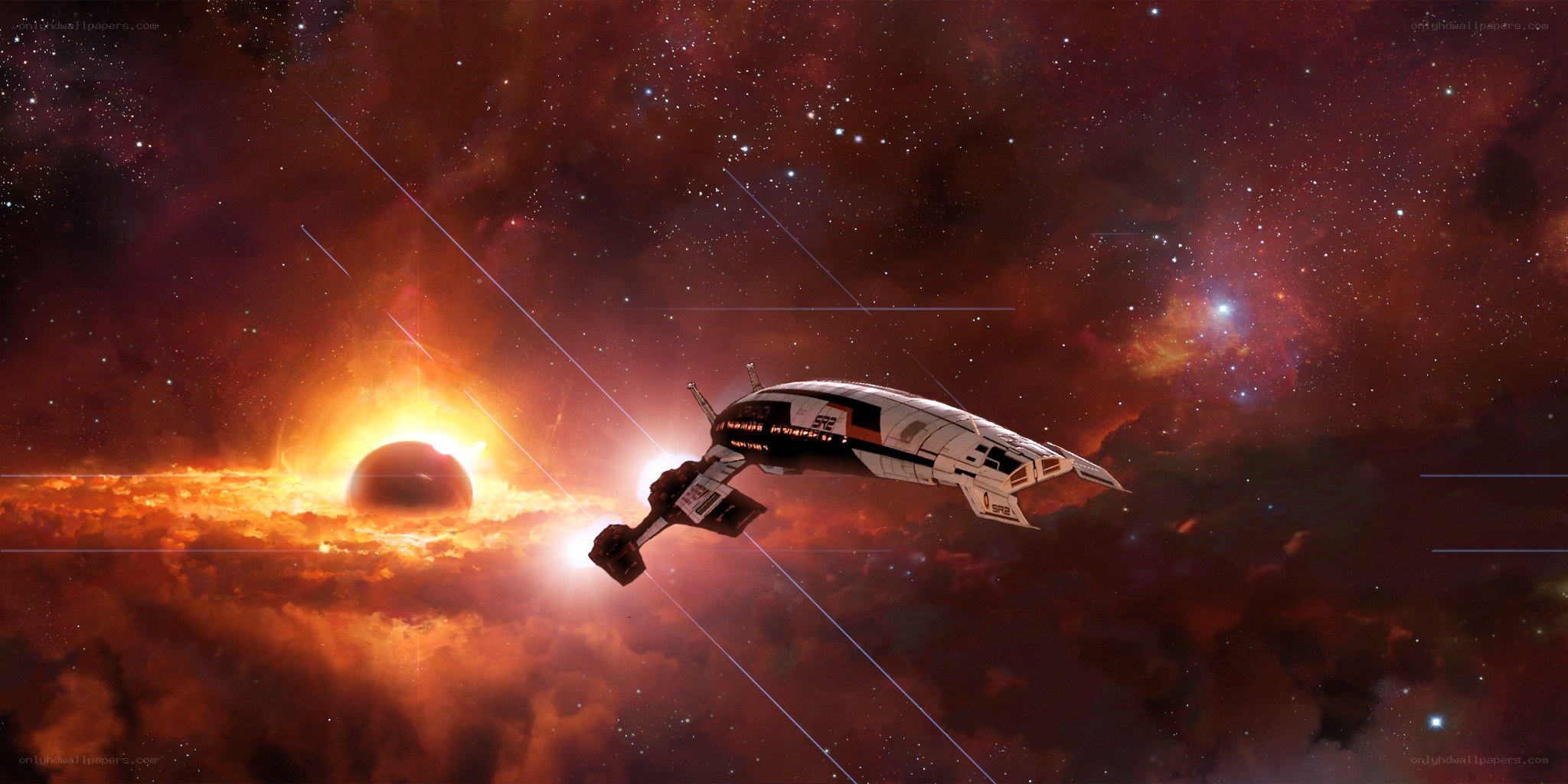 spaceship near a star
