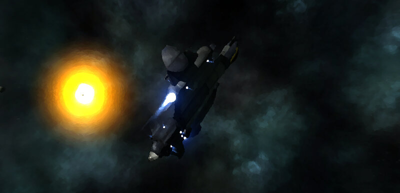 spaceship near a star