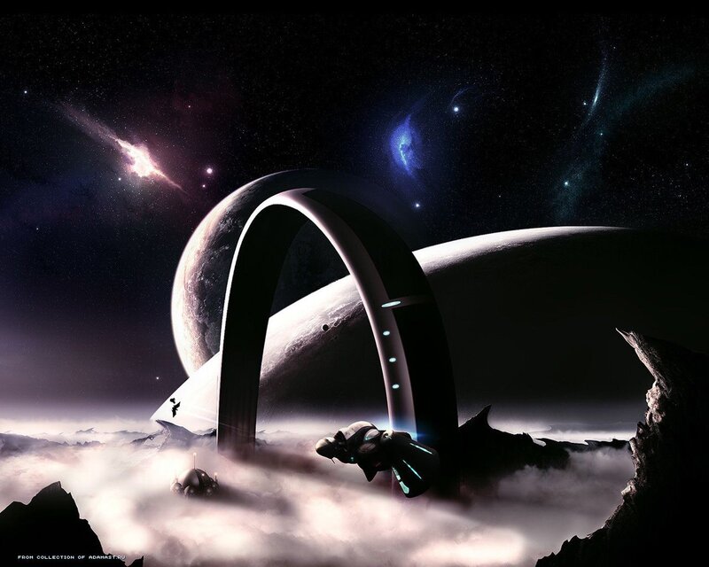 Spaceship Near Alien Arch — Black