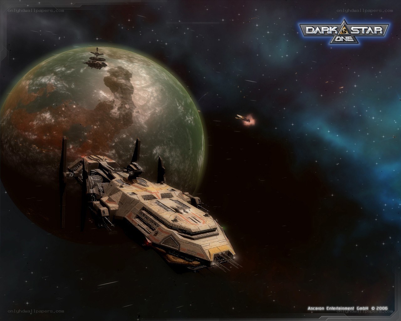 Spaceship near alien planet