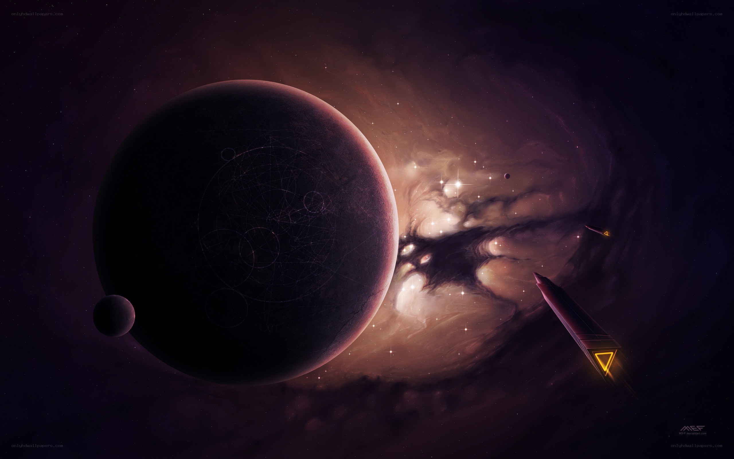 Spaceship near alien planet