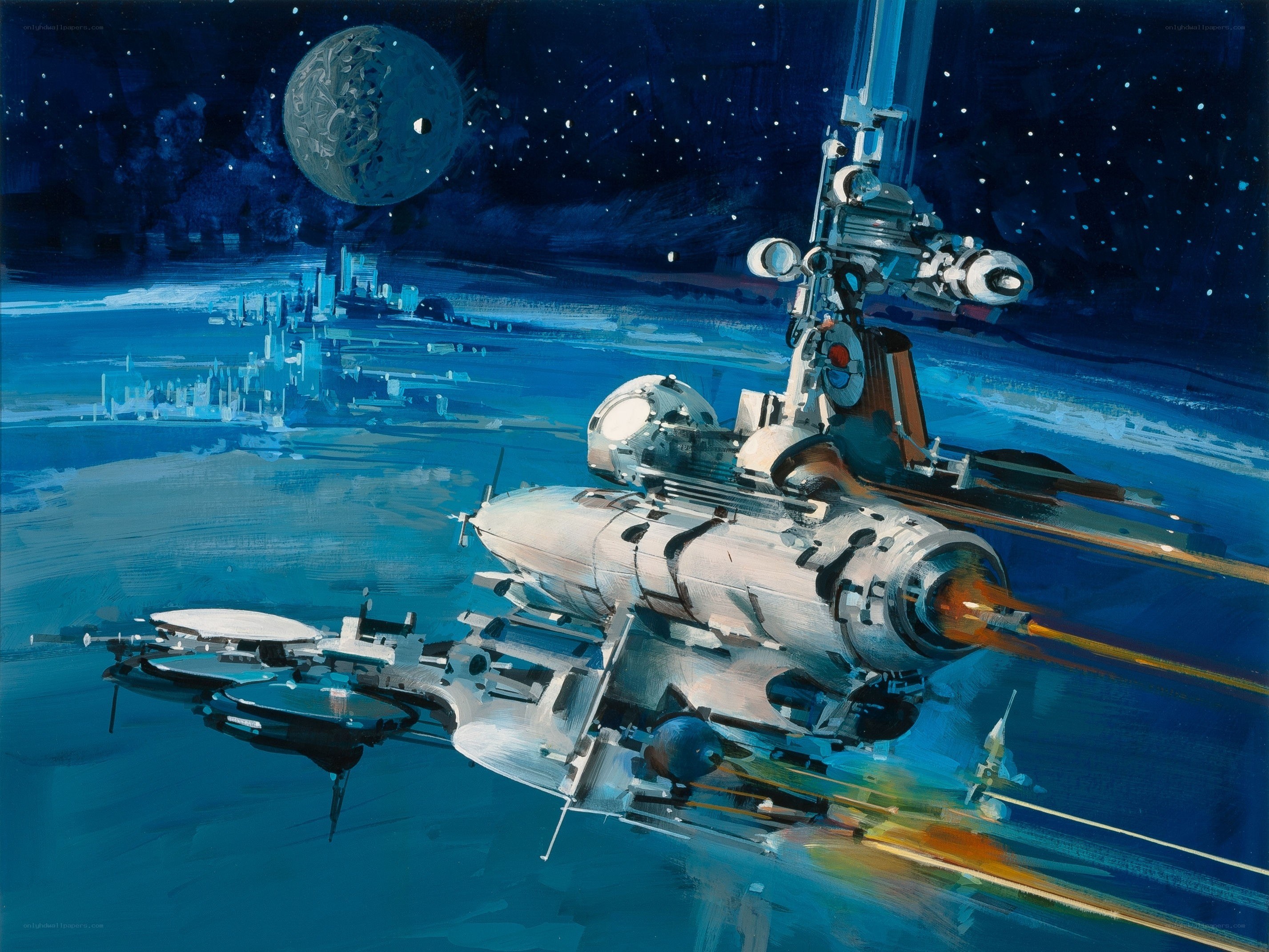 Spaceship near alien planet