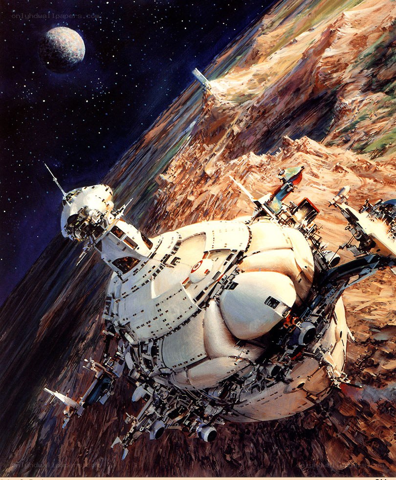 Spaceship near alien planet