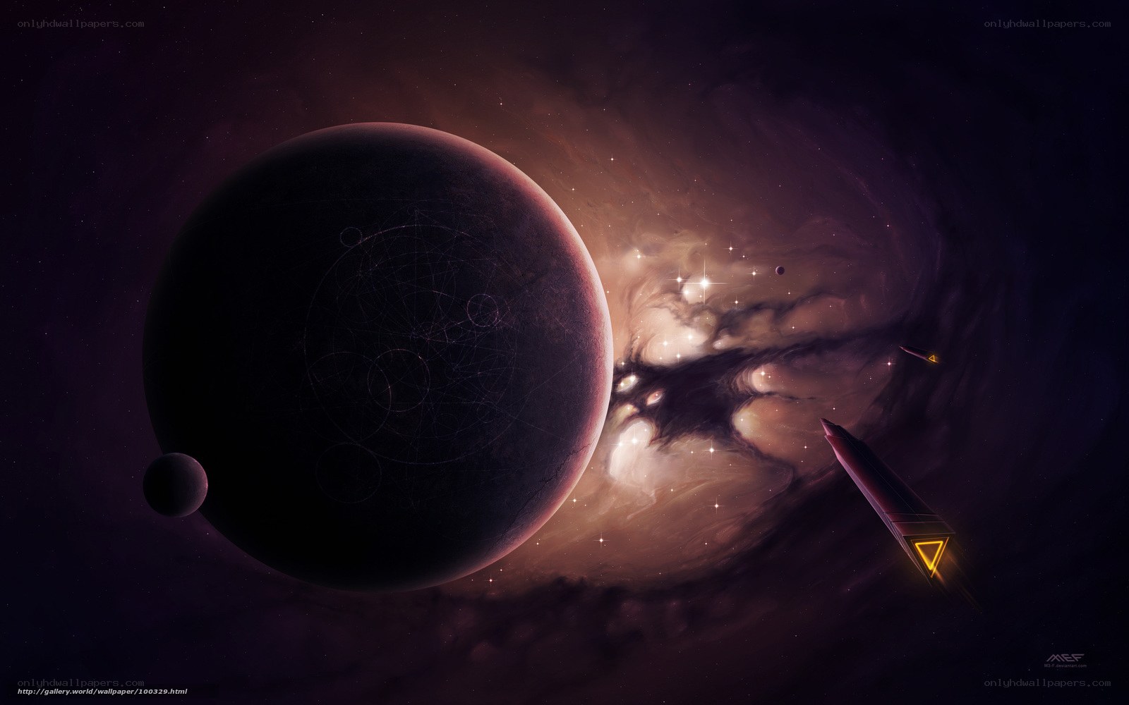 Spaceship near alien planet